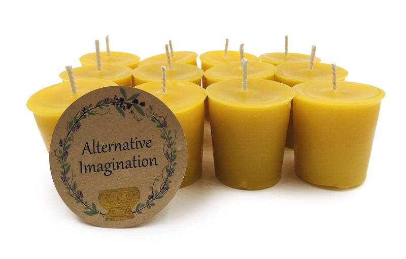 Alternative Imagination 12 Pack of Beeswax Votive Candles - 100% Pure, Natural Beeswax with Natural Light Honey Scent - 15 Hour Burn - Alternative Imagination - Image 1